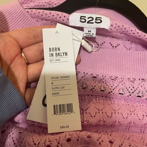 525 America - Lilac Cotton Long-Sleeve Top - M - Picture 3 of 4